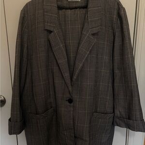 Classic Gray Plaid Women's Coat Set